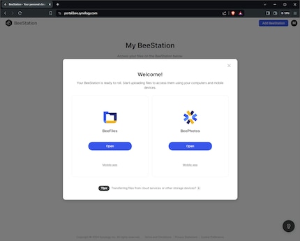 Synology wijst altijd op alles wat belangrijk is. Zelfs als je een van de applicaties start, verschijnt er een nieuw venster om je te helpen met tips als je deze voor het eerst gebruikt.