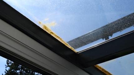 This is where the EcoBooster attachment reaches its limits: caked in dirt on the glass roof of the conservatory.