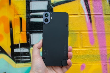An ex-factory CMF Phone 1 with a black back.