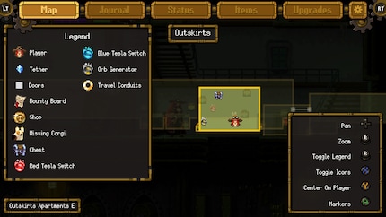 Die Map von «Gestalt: Steam & Cinder» hat gerade die richtige Grösse für ein kurzes Metroidvania.