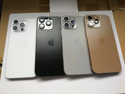 This leaked image supposedly reveals the new iPhone colours. The handsets in the photo, however, are probably plastic dummy models without any matt protective glass. The final devices might well be darker in colour, and more sophisticated-looking.