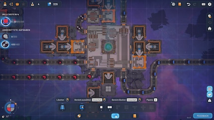 In the platform view, my little factory looks almost like a computer circuit board.