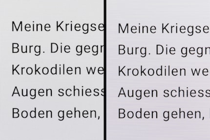 High magnification shows that text looks just as sharp on WOLED (left) as it does on QD-OLED (right).