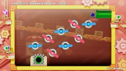 In Toad’s Item Factory, I have to pull out all the stops to make sure the ball finds its way to its destination.