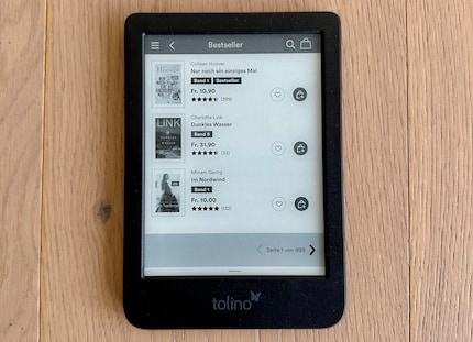 Bladeren door de e-bookwinkel op de e-book reader voelt als werk. De bestsellerlijst kan niet worden gefilterd, maar is duidelijk erg lang.