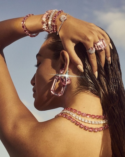 Maxi crystals adorn chokers, hoop earrings, cocktail rings and more.