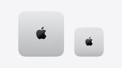 Der neue Mac Mini (rechts) im Vergleich mit dem alten Modell (links).