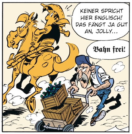 Lucky Luke heeft aanvankelijk moeite om Milwaukee te begrijpen.