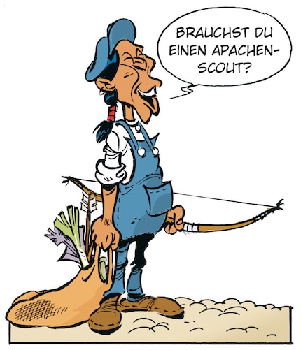 De Mescalero Apache dubbelkoppige adelaar helpt Lucky Luke aankomen in Milwaukee.