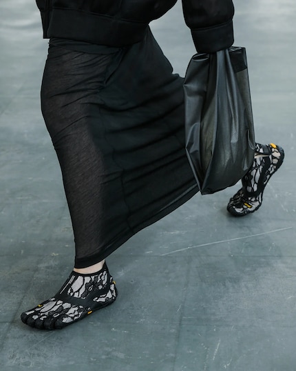 A collaboration with Japanese label Suicoke has produced these lace Fivefingers, among other things..