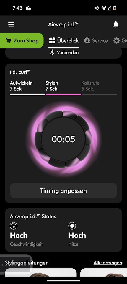 Tijdens het stylingproces laat de app zien waar ik ben in het stylingproces.