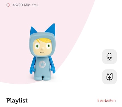 Use the upload button to upload previously saved voice files to the Kreativ-Tonie.