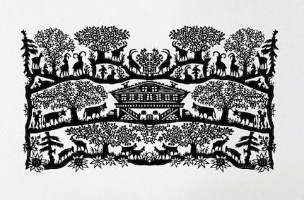 Traditional silhouettes showcase designs associated with Switzerland.