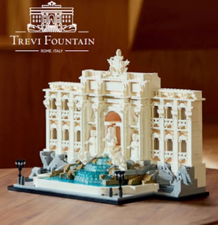 De foto van de nieuwe Legofontein werd ontdekt in een Finse reclamefolder.