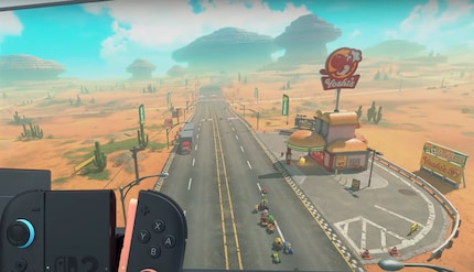 Mooie uitzichten: De circuitomgeving is veel realistischer en gedetailleerder dan in eerdere Mario Kart-games.