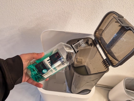 One shot of mouthwash is all you need, the waste water will stink way less.