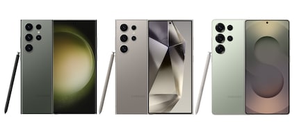 Galaxy S23 Ultra, S24 Ultra en S25 Ultra - van links naar rechts.