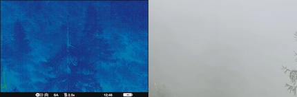 Seeing through the fog with the Telos XL50 (left: thermal imaging device, right: photo).