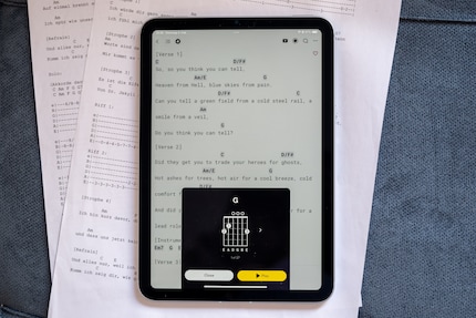App statt Papier als Spickzettel für meine Gitarrenstunden.