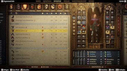 Die drei Schilder unterhalb von Heinrich stehen für die drei Outfitslots.