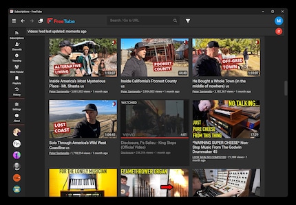 De inhoud van je feed op FreeTube wordt niet beïnvloed door een algoritme. Het is puur gebaseerd op de kanalen waarop je bent geabboneerd.