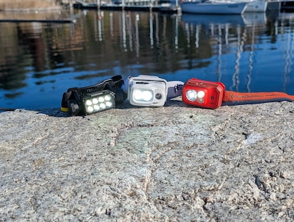 The Nitecore headlamp (far left) shines for the longest.