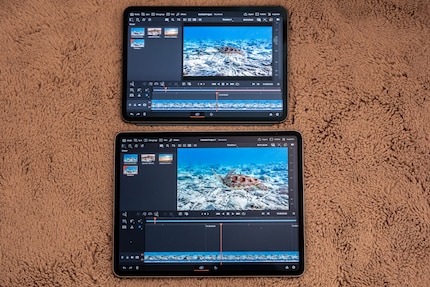 L’iPad Air (en dessous) permet un rendering de vidéos 4K sans problème et presque aussi rapide que l’iPad Pro.
