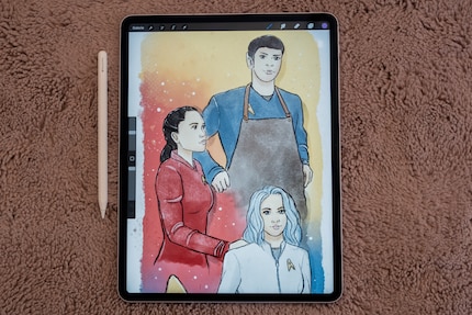 Avec Procreate sur l’iPad Air (M3), je peux peindre des toiles de quasiment 1 m de haut.