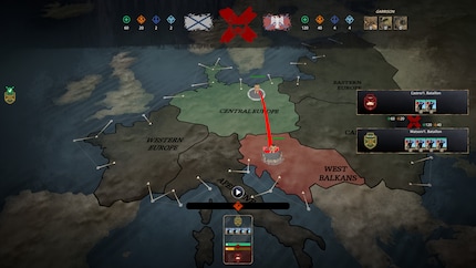 Mit meinem 1. Bataillon greife ich den West-Balkan an. Die Schlacht werde ich gewinnen und das Gebiet einnehmen.
