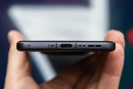 The phone can be charged wirelessly or via USB-C.