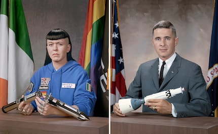 Bill Anders (rechts) war der Pilot der Mondlandefähre auf der Apollo-8-Mission von 1968. Er fotografierte den Erdaufgang, das am häufigsten reproduzierte Foto in der Geschichte der Menschheit. Rhiannon Adam (links) sollte die gleiche Route fliegen, doch dazu kam es nie.