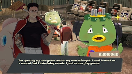 Pour Monogue, mascotte oiseau et fan de jeux rétro, je pars en quête de machines d’arcade dans la ville.