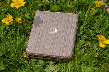 Bijna een stukje natuur: de achterkant van de Motorola Razr 60 Ultra.