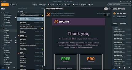 Op de desktop geef ik de voorkeur aan de Em client.