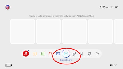 Gebruik dit menu-item om GameShare te starten - of direct in de betreffende game.