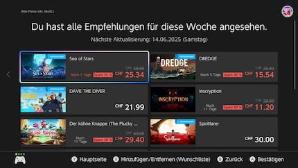 Games worden mij voorgesteld op basis van mijn eShop-gebruik, vrienden en trends.