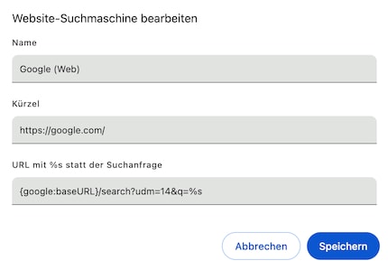 Hiermee worden de resultaten onder Chrome automatisch weergegeven zonder Gemini.