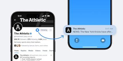 Tikken op de bel activeert pushmeldingen van specifieke accounts zoals het sportjournalistieke platform The Athletic.