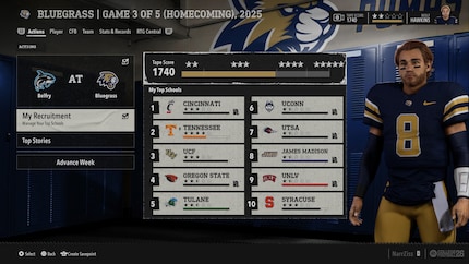 Les Bearcats de Cincinnati et les Tennessee Volunteers sont en tête de ma liste de recrutement.