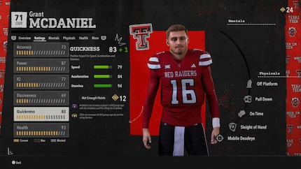 Les skill caps imposent des limites à Grant McDaniel dans le football universitaire 26.
