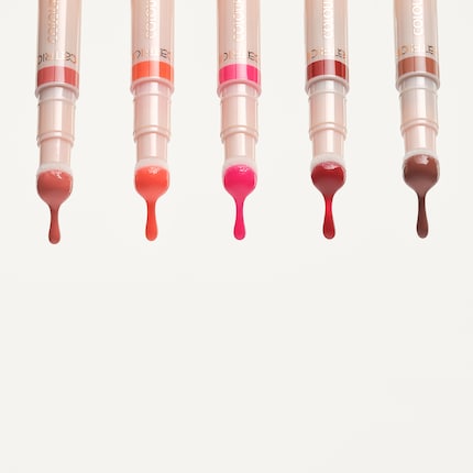 Van links naar rechts: 10 Bae Watch, 20 Gloss Angeles, 30 Palm Punch, 40 Crimson Crush, 50 Drenched Drama.