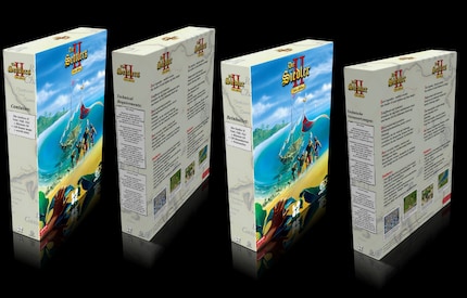 In addition to the game on DVD, the box edition also includes a manual, world atlas and retro-look postcards.