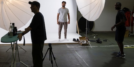 Alex, Nelson und das Model beim Shooting.