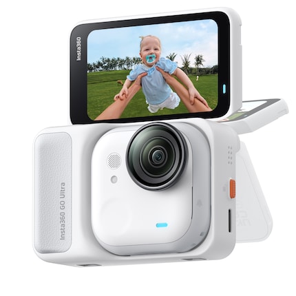 The Insta360 Go Ultra with Action Pod extension.