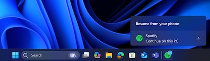 So sieht die Benachrichtigung aus, mit der sich Spotify direkt vom Smartphone auf den PC fortsetzen lässt.