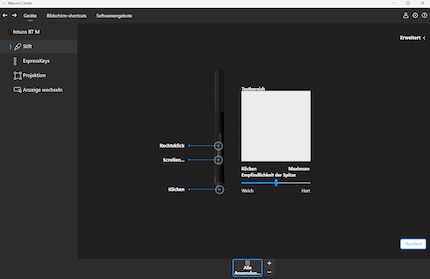 Zo ziet de Wacom-software eruit.