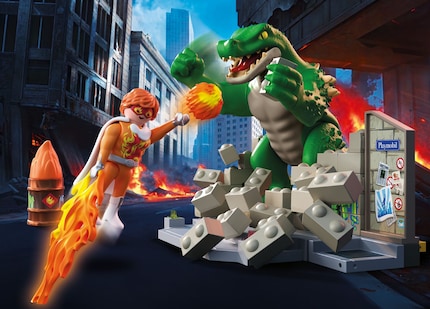 In Playmopolis treffen die neuen Playmobil-Helden auf überdimensionale Monster.