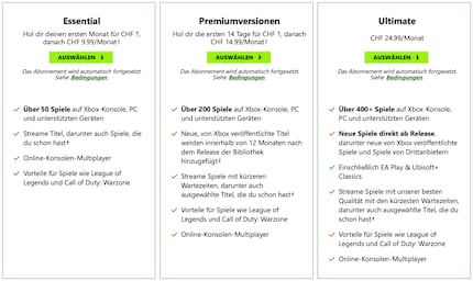 L'aperçu des performances des différents abonnements Xbox Game Pass.