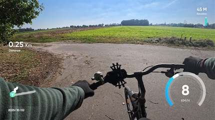 Statistieken overlay bij opname met GPS-gegevens via de Insta360 app.