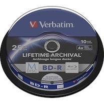 Verbatim 1x10 M-Disc BD-R BluRay 25GB 4x Speed Cakebox bedrukbaar (10 x)